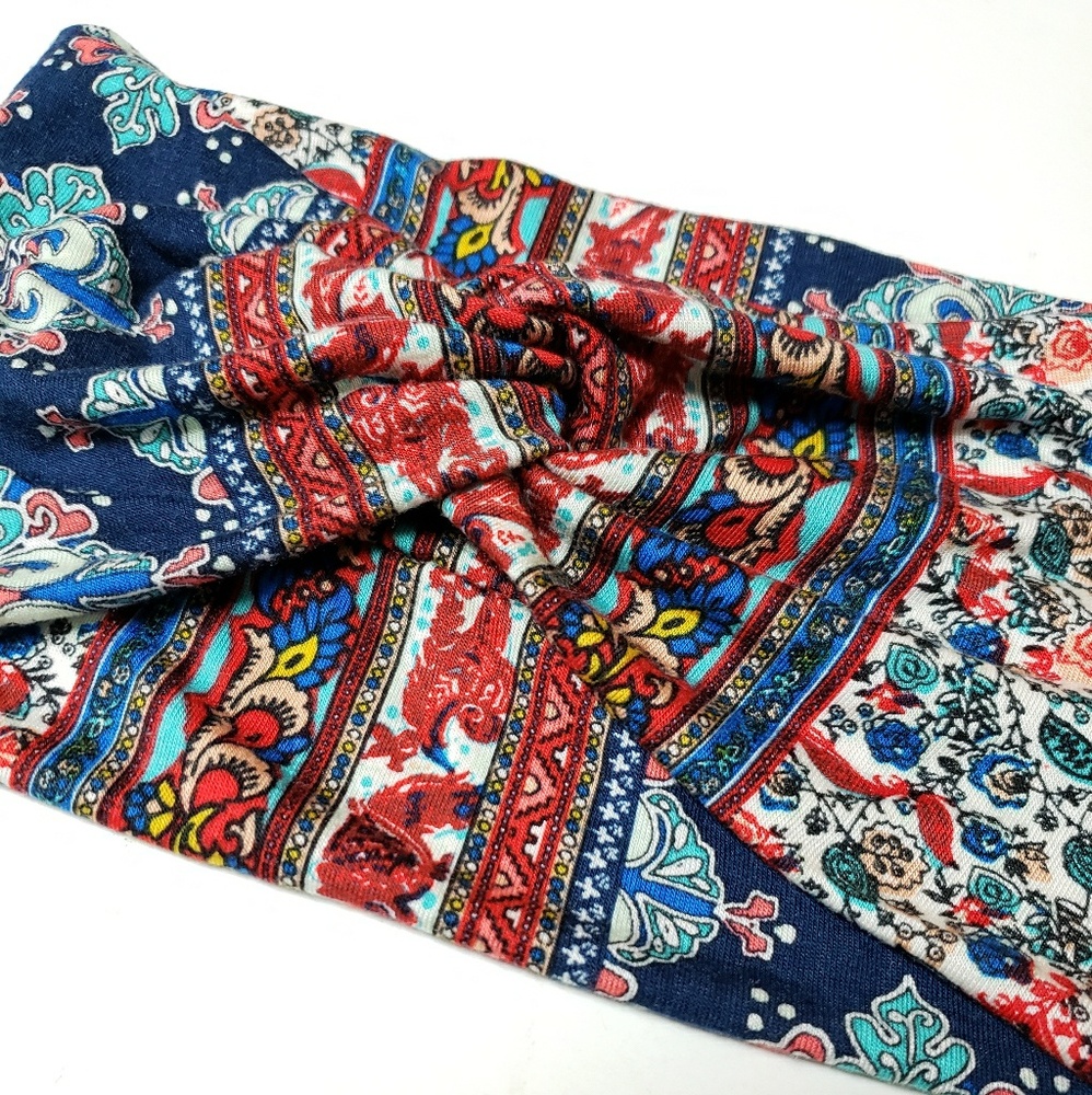 Persian Blue Print Turban Headband, Cute Headwraps - Picture 2 of 8